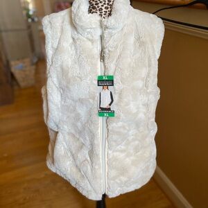 Nicole Miller White Faux Fur Vest